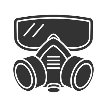 black respirator mask and goggles clip art preview