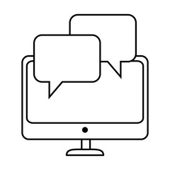 monitor computer with speech bubble vector illustration design