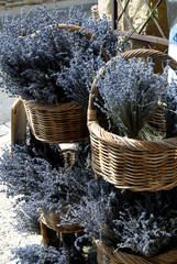 Gordes (Vaucluse) paniers en osier et lavande, Luberon, Provence, France