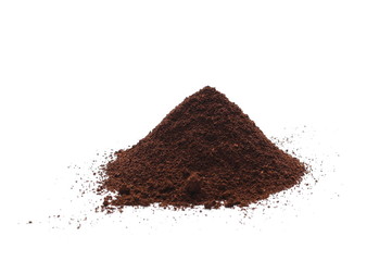 Instant coffee, pile of powdered isolated on white background