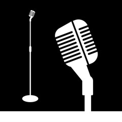 Icon microphone, illustration microphone, mic. Flat design, vector.