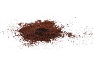 Instant coffee, pile of powdered isolated on white background