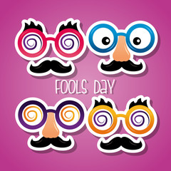 collection funny masks for celebration fools day card celebration vector illustration