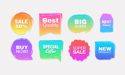 set of colorful gradients labels for promotion. Quality , Best Choice,Special Offer,Big sale,new product