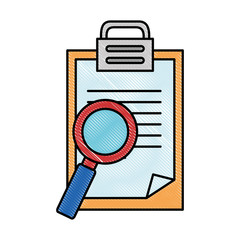 checklist document with magnifying glass vector illustration design