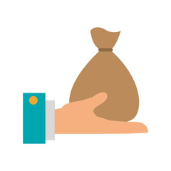 Hand with money bag icon vector illustration graphic design