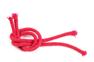 Red rope isolated on white background.