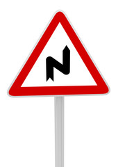Panneau routier signalisation succession de virages