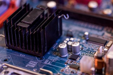 Close up of electronic computer motherboard