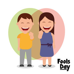 happy man and woman laughing fools day vector illustration