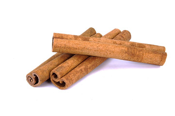 Fragrant cinnamon sticks isolated on white background