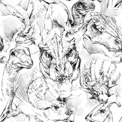 Dinosaurs seamless pattern. hand-drawn watercolor illustration