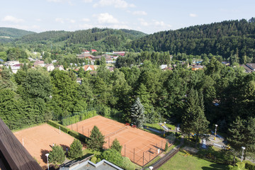 Fototapeta premium Remote view of tennis courts.