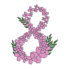 floral decoration in the shape of eight vector illustration design