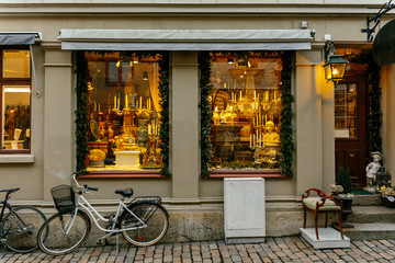 Vintage shop display window in Gothenburg, Sweden