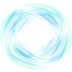Abstract blue swirl circle on white background. Vector illustration for you modern design. Round frame or banner with place for text.