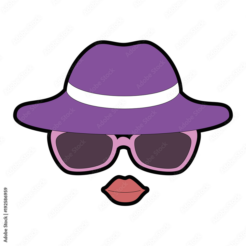 Canvas Prints elegant female hat with glasses and lips vector illustration design