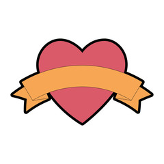 heart love with ribbon vector illustration design
