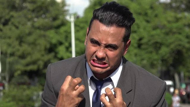Angry Irate Hispanic Business Man