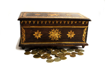 old casket and money