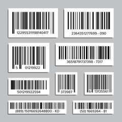 Bar Code Set Vector. Abstract Product Bar Codes Icons For Scanning. UPC Label. Isolated Illustration