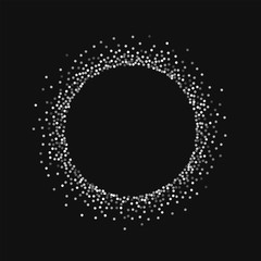 Round gold glitter. Small round shape with round gold glitter on black background. Delicate Vector illustration.