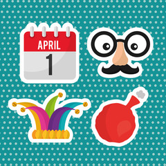 april fools day collection decoration icons vector illustration