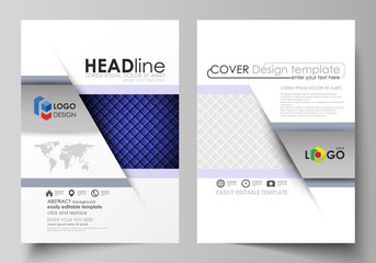 Business templates for brochure, flyer, report. Cover design template, abstract vector layout in A4 size. Shiny fabric, rippled texture, white and blue color silk, colorful vintage style background.