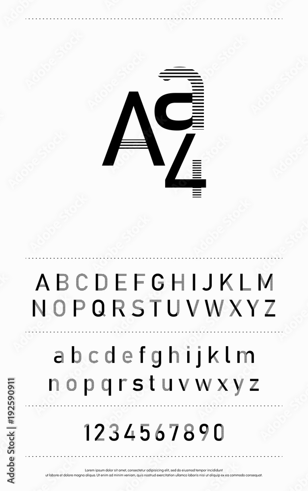 Fototapete modern hipster abstract font alphabet and numbers. designs for logo, poster, invitation, etc. typogr