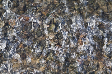 ice as a background on the water