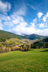 Fototapeta na wymiar Alpine village of Ortisei, Italy