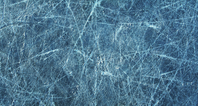 Ice texture on a skating rink, panorama. Big size.