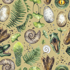 Watercolor prehistoric collection © Ekaterina Glazkova