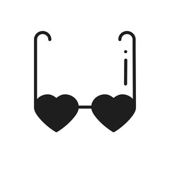 Heart shaped glasses line icon. Retro sunglasses with red hearts. Happy Valentine day sign and symbol. Heart shape. Love, couple, relationship, holiday, romantic amour theme.