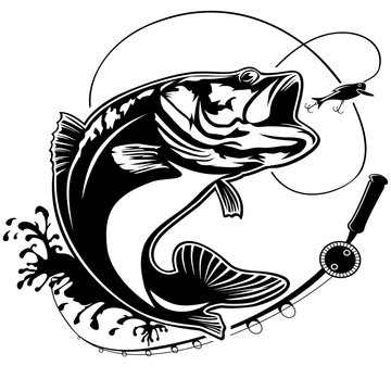 Fishing bass logo isolated