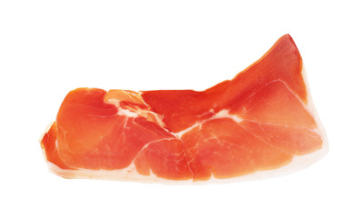 Italian prosciutto crudo or jamon. Raw ham. Isolated on white background