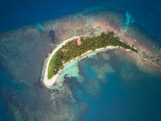 Atoll island above view
