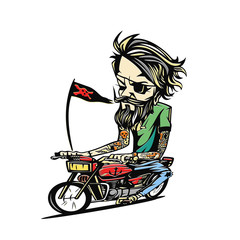Minimal logo of bike rider vector illustration design.