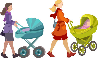 Mothers with baby strollers