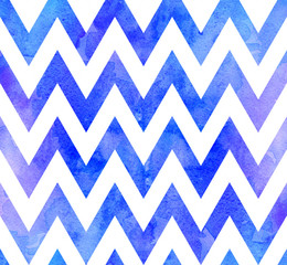 Watercolor blue chevron. Geometric background. Zigzag pattern 