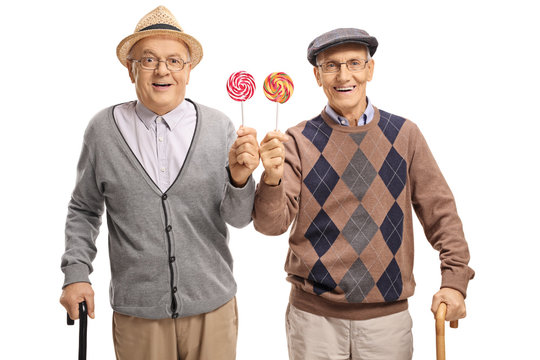 Seniors with lollipops