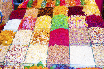 Colorful Confections and dried fruits