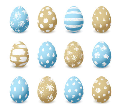 Set of color decorated Easter eggs
