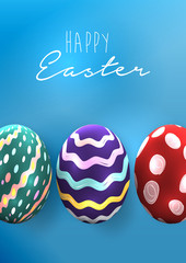 Happy easter image vector.  Vector modern easter eggs background. Template Easter greeting card, vector.