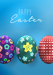 Happy easter image vector.  Vector modern easter eggs background. Template Easter greeting card, vector.