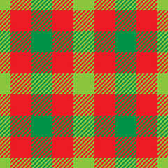 Lumberjack plaid pattern in red and green. Seamless vector pattern. Simple vintage textile design.