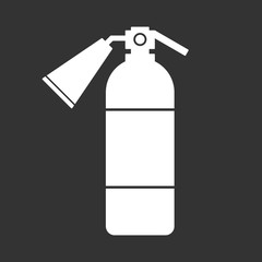 White fire extinguisher sign on black background. Vector.