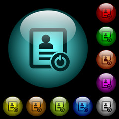 Exit from contact list icons in color illuminated glass buttons