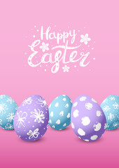 Easter card with color decorated eggs