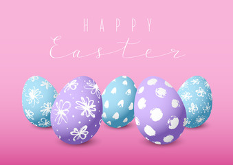 Easter card with color decorated eggs